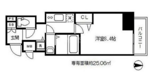 松屋町駅 徒歩3分 6階の物件間取画像